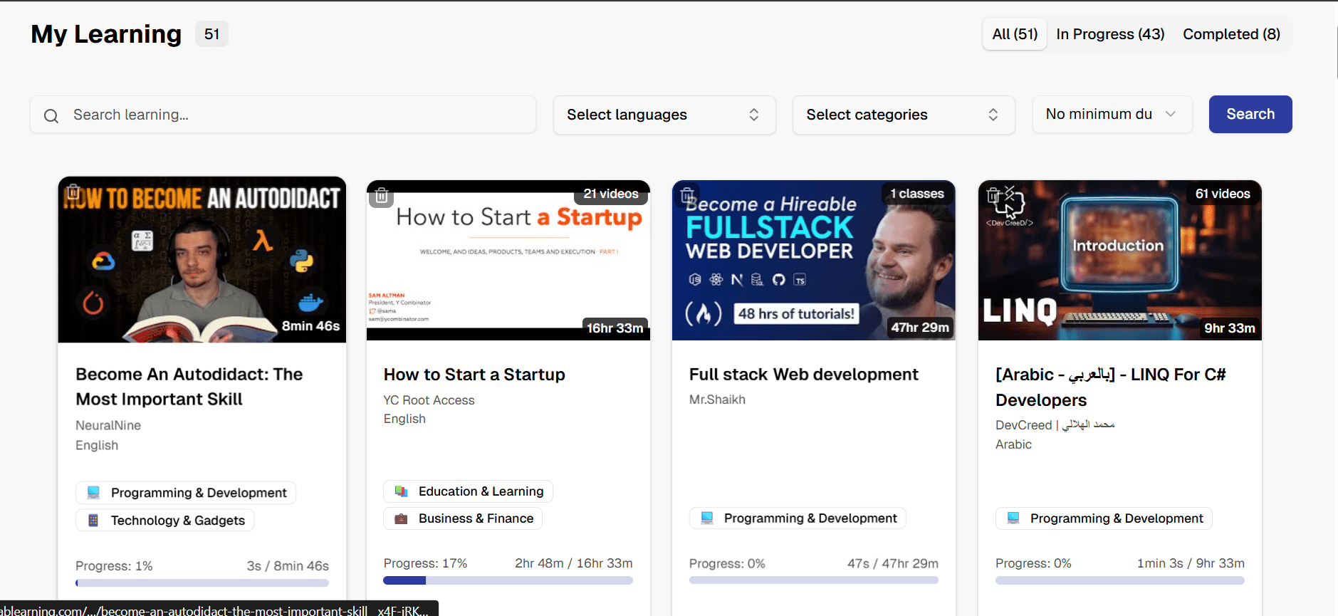 SabLearning - YouTube Courses, Learning Paths & Notes
