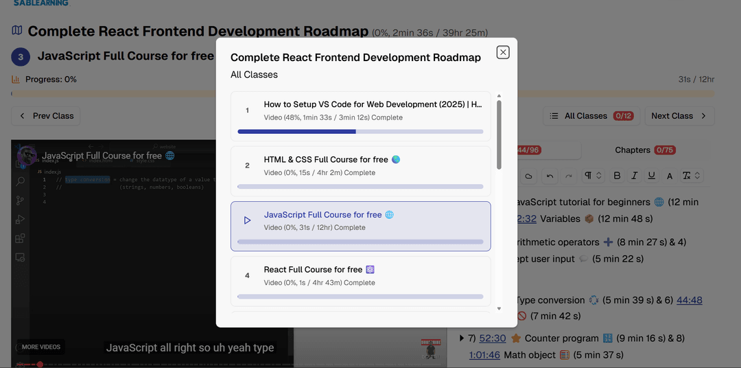 SabLearning - YouTube Courses, Learning Paths & Notes
